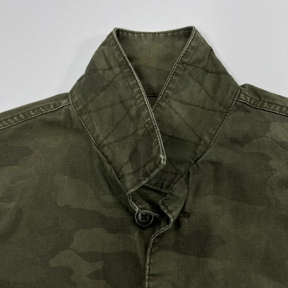 A&F Men's XS Military Shirt Jacket Army Green Camo Button Down Cotton Shacket - Picture 11 of 16